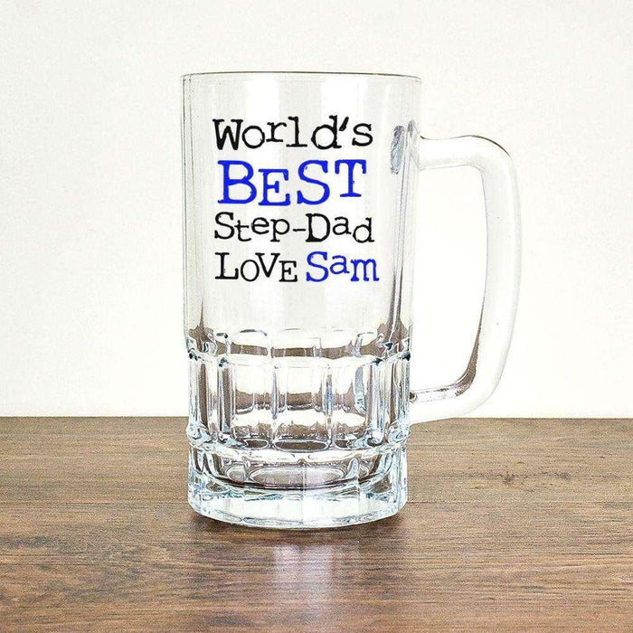 World's Best Step-Dad Glass Tankard - Myhappymoments.co.uk