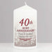 Personalised 40th Ruby Anniversary Pillar Candle