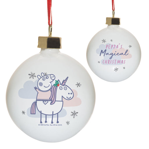 Personalised Peppa Pig Unicorn Christmas Bauble