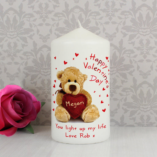 Personalised Teddy Bear Heart Valentines Candle
