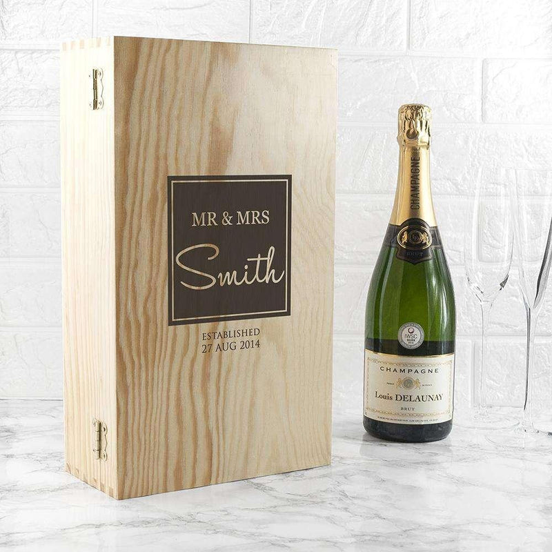 Personalised Mr And Mrs Two Bottle Wine Box - Myhappymoments.co.uk
