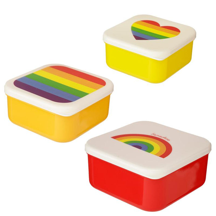 Rainbow Set of 3 Reusable BPA Free Plastic Lunch Boxes 