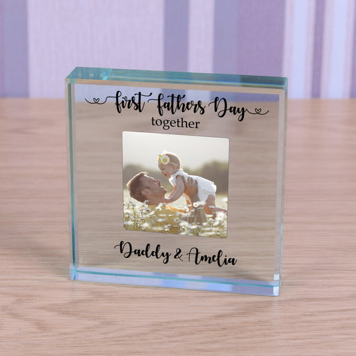 Personalised First Fathers Day Together Photo Glass Token