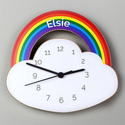 Personalised Rainbow and Cloud Shape Wooden Clock
