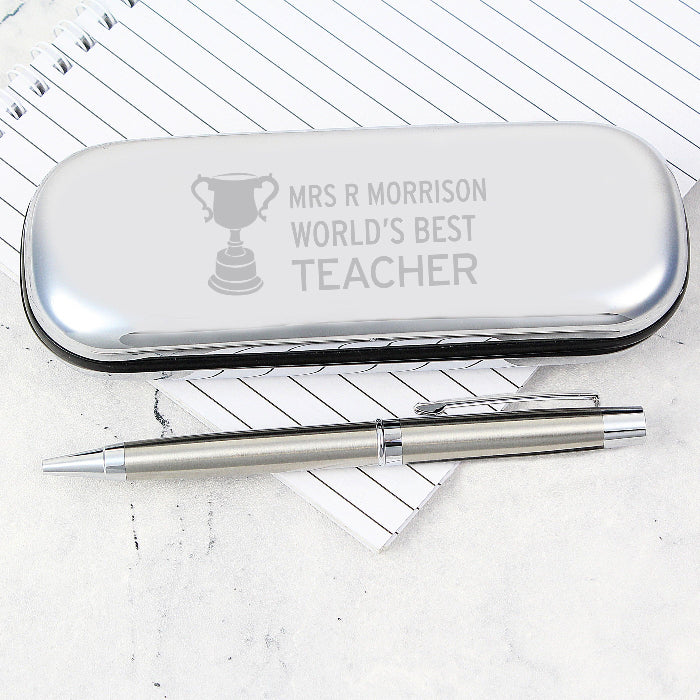 Personalised Teacher Trophy Pen and Box Gift Set