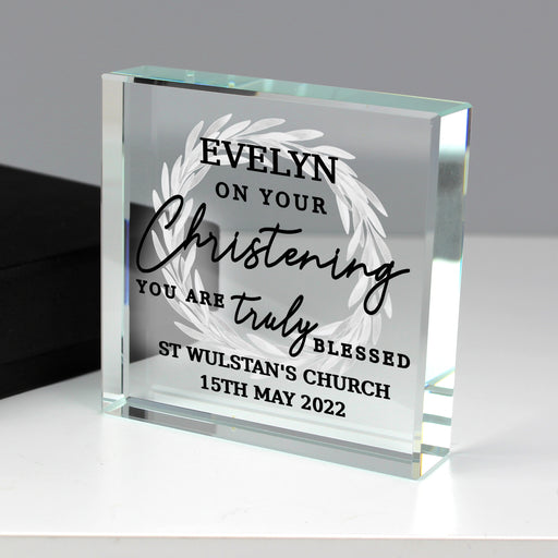 Personalised 'Truly Blessed' Christening Glass Token Keepsake Gift