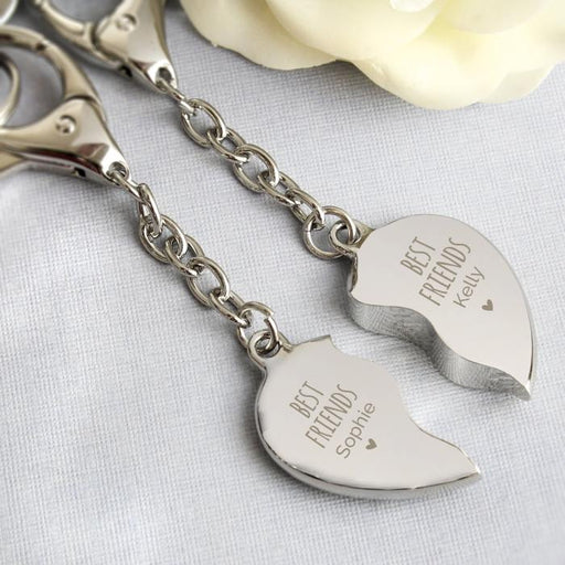 Personalised Best Friends Two Hearts Keyring - Myhappymoments.co.uk