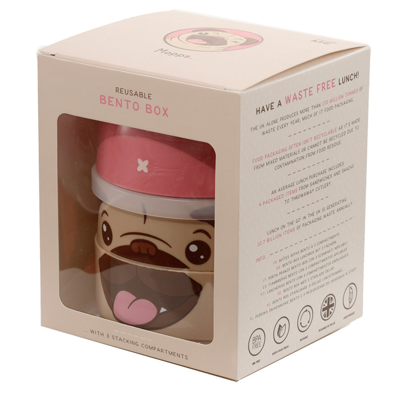 Mopps Pug Stacked Round Bento Lunch Box