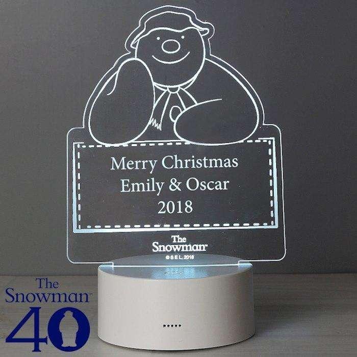 Personalised The Snowman LED Colour Changing Decoration Night Light - Myhappymoments.co.uk