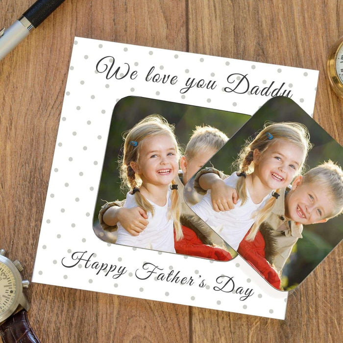 Fathers Day Card With Photo Coaster - Myhappymoments.co.uk
