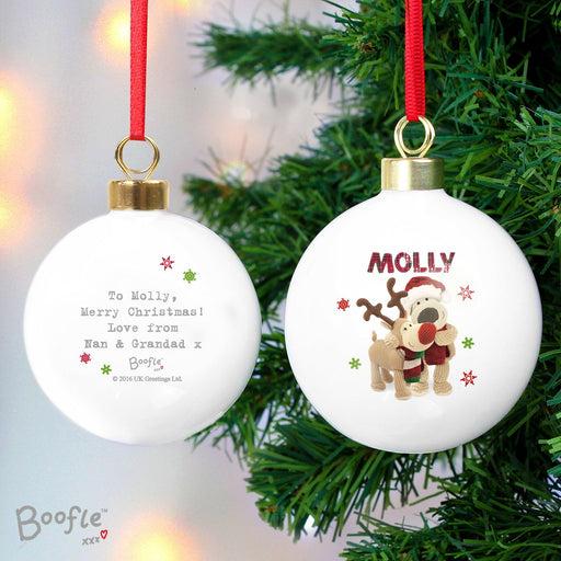 Personalised Boofle Christmas Reindeer Bauble - Myhappymoments.co.uk