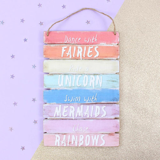 Dance With Fairies Ride A Unicorn Wooden Plaque