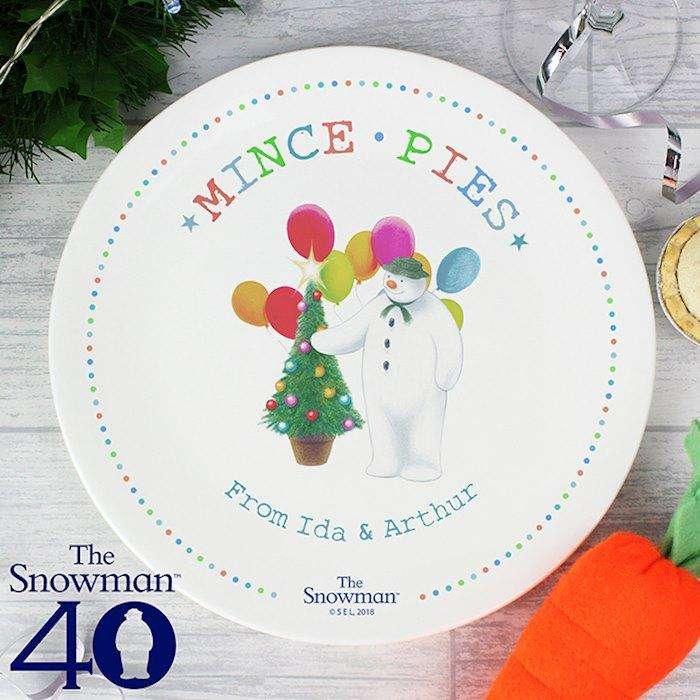 Personalised The Snowman Festive Fun Mince Pie Christmas Eve Plate - Myhappymoments.co.uk