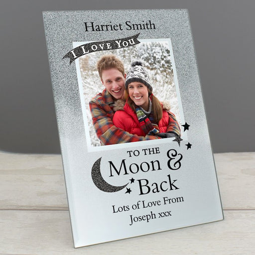 Personalised I Love You To the Moon and Back Glitter Glass Photo Frame 4x4 - Myhappymoments.co.uk