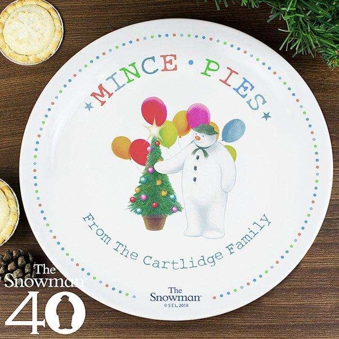 Personalised The Snowman Festive Fun Mince Pie Christmas Eve Plate - Myhappymoments.co.uk