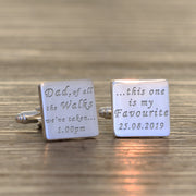 Personalised Dad Of All The Walks We’ve Taken Square Cufflinks - Myhappymoments.co.uk