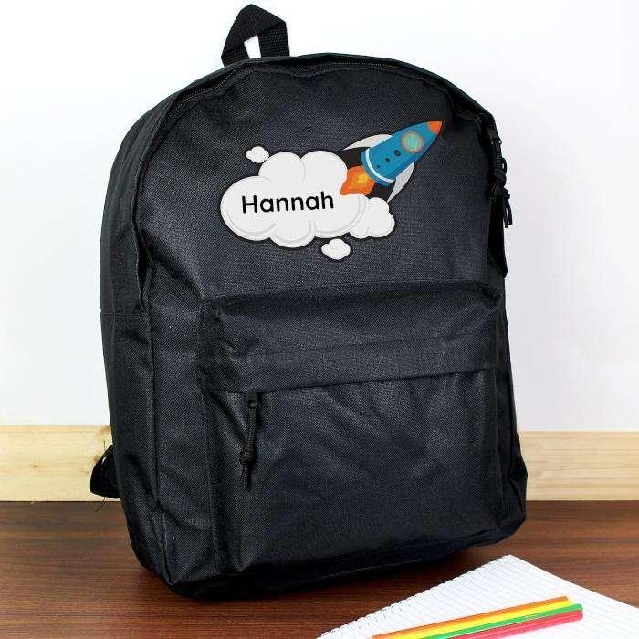 Personalised Kids Rocket Backpack School Bag - Myhappymoments.co.uk