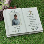 Personalised Photo Upload Memorial Cross Gravestone Book