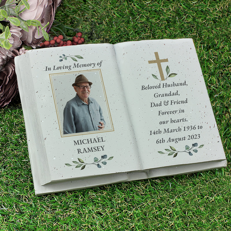 Personalised Photo Upload Memorial Cross Gravestone Book