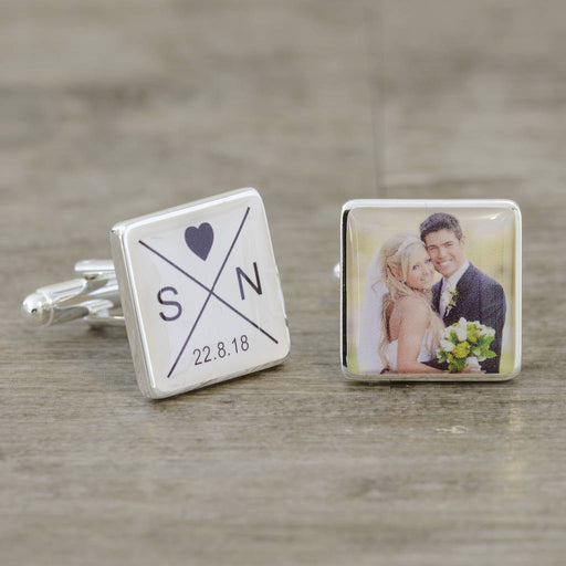 Personalised Initials Date & Photo Cufflinks - Myhappymoments.co.uk