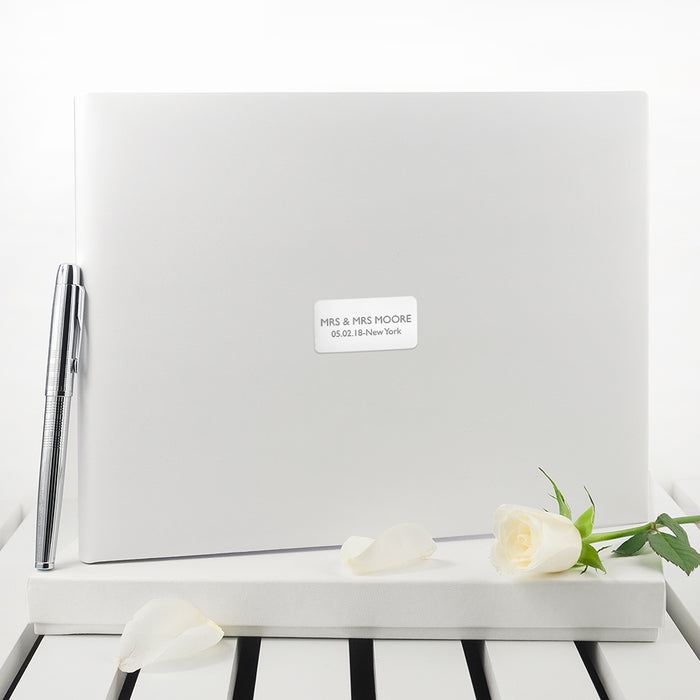 Personalised White Leather Wedding Guest Book