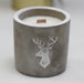 Concrete Wooden Wick Medium Candle Pot - Stag Head - Whiskey & Woodsmoke