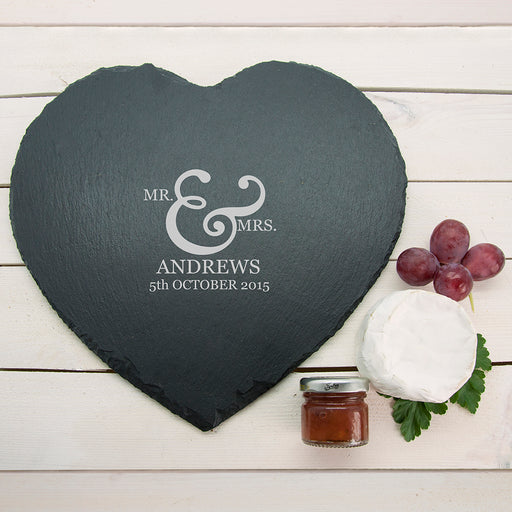 Personalised Classic Couples' Heart Slate Cheese Board
