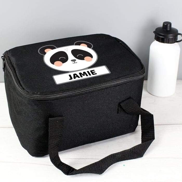 Personalised Panda Black Lunch Bag - Myhappymoments.co.uk