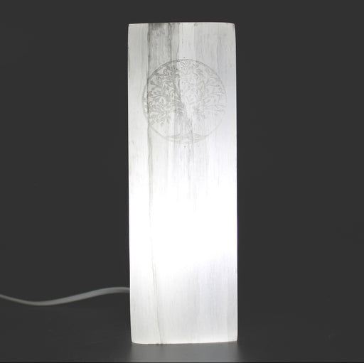 Selenite Block Lamp 25cm - Tree of Life