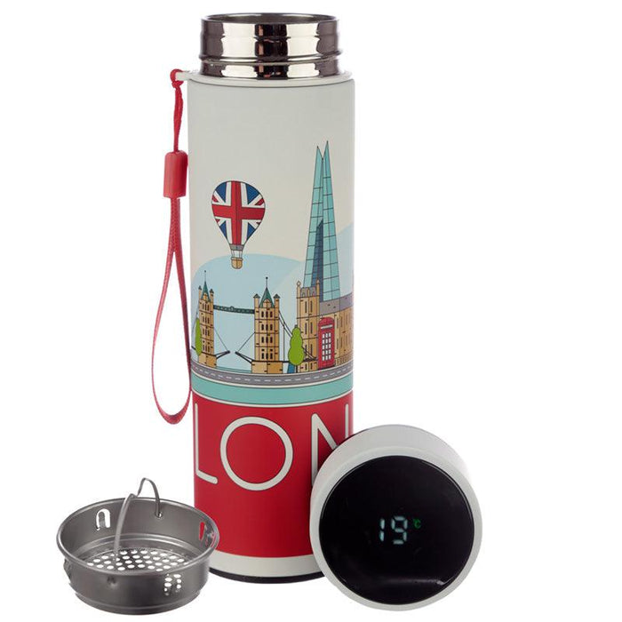 Reusable London Hot & Cold Insulated Drinks Bottle Digital Thermometer