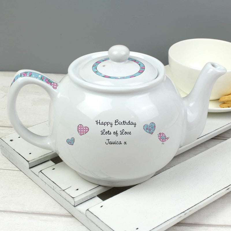 Personalised Floral Bird Teapot - Myhappymoments.co.uk