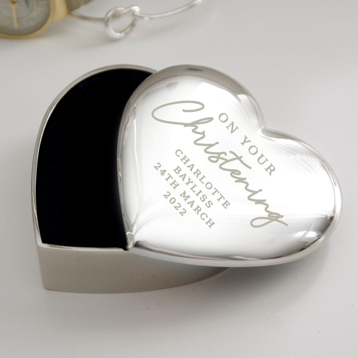 Personalised Christening Heart Trinket Box