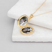 Personalised Oval Photo Locket Necklace - Gold Plated