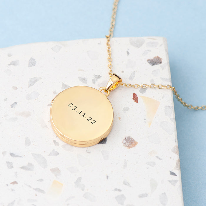 Personalised Round Photo Locket Necklace - Gold Plated