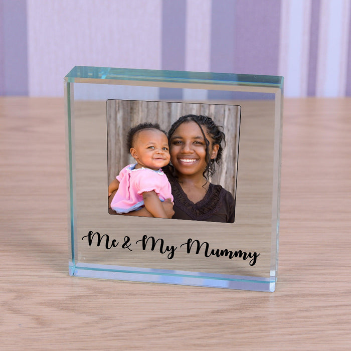 Me & My Mummy Photo Crystal Glass Block