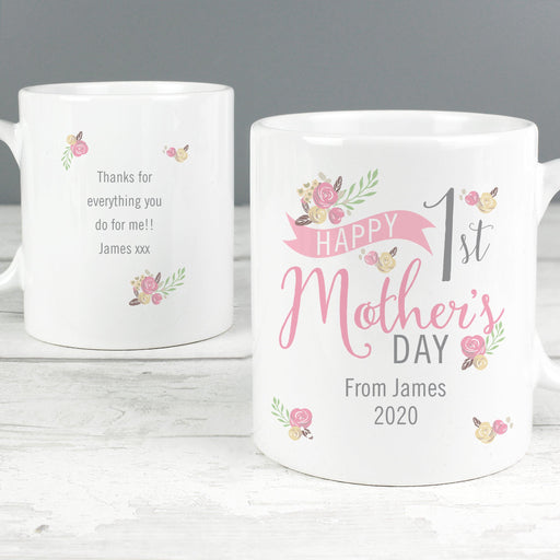 Personalised Floral Bouquet 1st Mothers Day Mug - Myhappymoments.co.uk