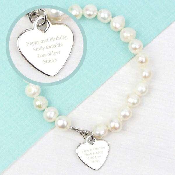 Personalised White Freshwater Pearl Message Bracelet - Myhappymoments.co.uk
