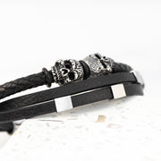 Personalised Men's Skulls Leather Rope Bracelet