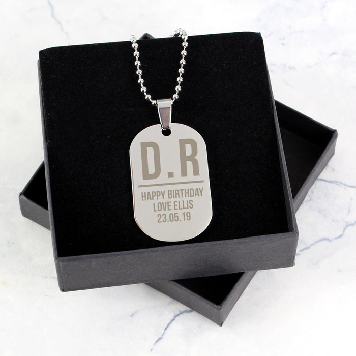 Personalised Initials Dog Tag Necklace - Myhappymoments.co.uk