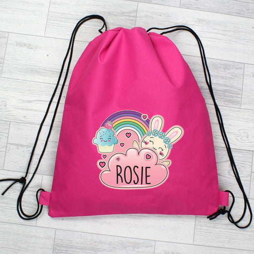 Personalised Cute Bunny Pink Swim & Kit Bag