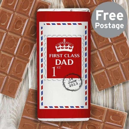 Personalised 1st Class Milk Chocolate Bar Free UK Delivery - Myhappymoments.co.uk