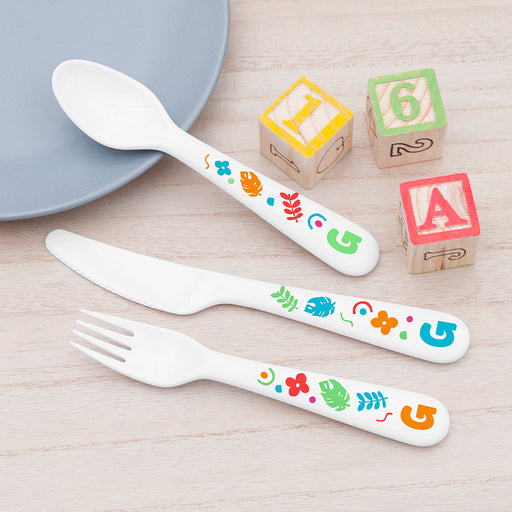 Personalised Children's Colourful Shapes Cutlery Set