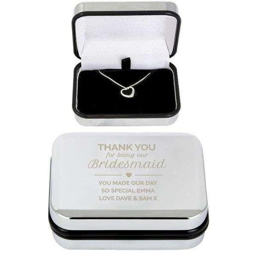 Personalised Bridesmaid Box and Heart Necklace - Myhappymoments.co.uk