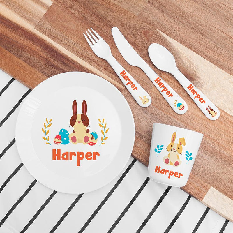 Personalised Children's Spring Bunny Dinner Set