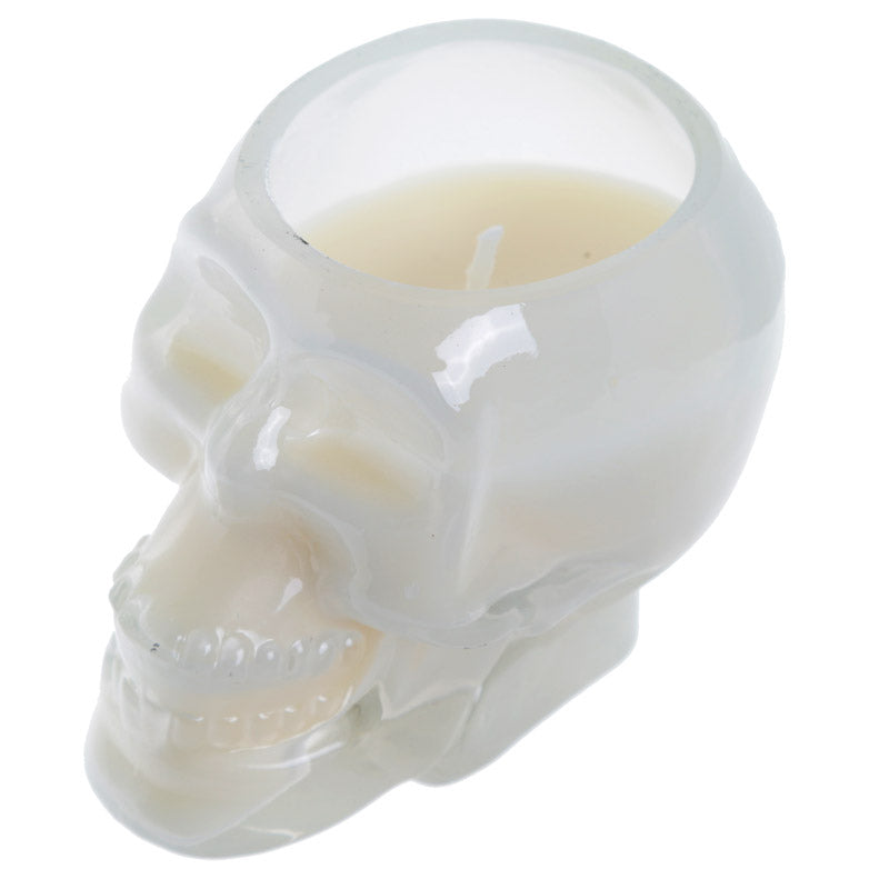 White Skull Sandalwood and Cedar Fragranced Soya Candle Jar - Myhappymoments.co.uk