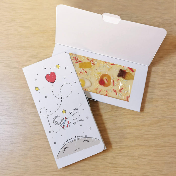 Personalised You Are Out Of This World White Chocolate Card