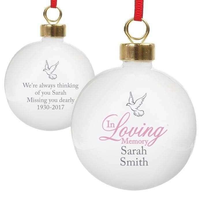 Personalised In Loving Memory Pink Bauble - Myhappymoments.co.uk