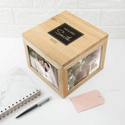 Personalised Wedding Oak Photo Keepsake Cube Box - Myhappymoments.co.uk