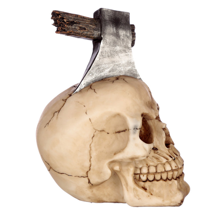 Skull With Axe In Head Ornament - Myhappymoments.co.uk