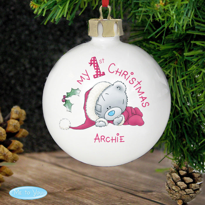 Personalised Me To You Bear My 1st Christmas Bauble - Myhappymoments.co.uk